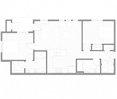Floor plan for 2 beds, 2 baths, 1021 sqft
